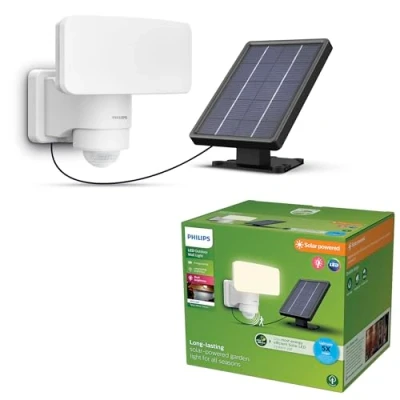 Image of PHILIPS Tylus UltraEfficient Outdoor Solar Security Light with Sensor, 3000K, 1000/50lm, White​