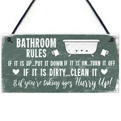 Image of RED OCEAN Nautical Bathroom Sign Funny Quirky Toilet Loo Door Wall Shabby Chic Hanging Plaque Gift