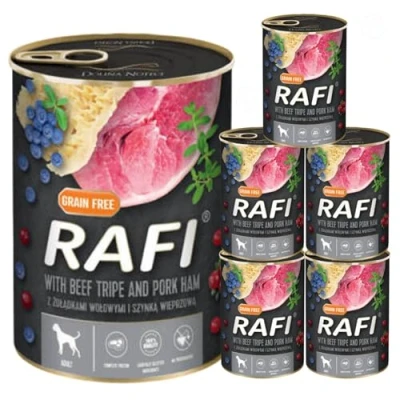 Image of Complete Wet Dog Food: Meat &amp; Natural Ingredients, Grain Free, Immune Boosting Superfoods in Every Flavor! Healthy Tasty Nutrition for All Breeds! (Beef Tripe Pork Ham, 6x400g)