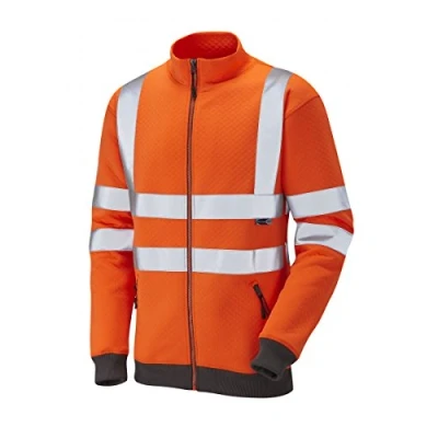 Image of Leo Workwear Libbaton SS03 Diamond Quilt Hi Vis Stand Up Collar Track Top Sweatshirt, XXL, Orange
