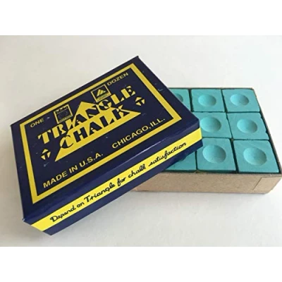 Image of 12 pcs World famous Triangle green Snooker Pool Chalk in genuine Box, not loose