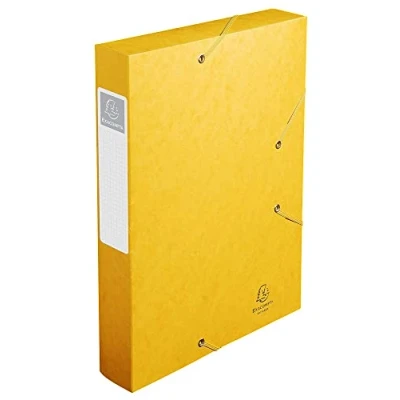 Image of Exacompta Ref 16006H Cartobox Pressboard Filing Box 25 x 33cm, Suitable for A4 Documents, Elastic Straps on 2 Corners, 60mm Spine, FSC Certified Yellow (Pack of 10)