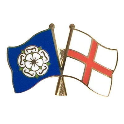 Image of Yorkshire Rose &amp; England Flags Friendship Courtesy Enamel Lapel Pin Badge