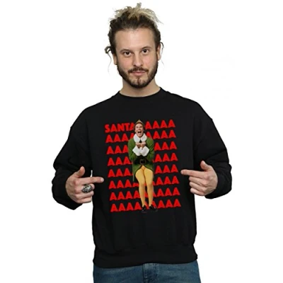 Image of Elf Men&#039;s Buddy Santa Scream Sweatshirt Large Black