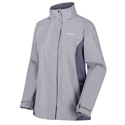 Image of Regatta Daysha Hydrafort Waterproof Jacket with Concealment Hood Jackets Shell, Women, Dapple/Onyx Grey, 18