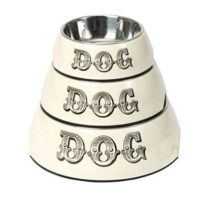 Image of House of Paws Country Kitchen Dog Food Bowl, Medium, Cream