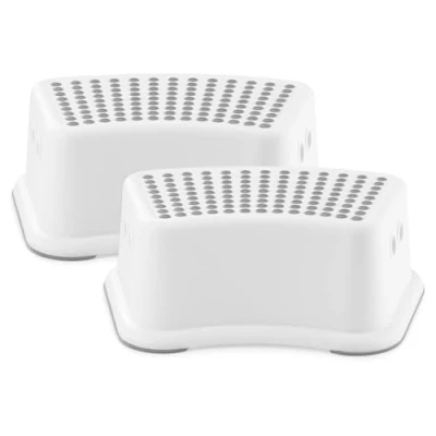 Image of Zopper 2 x Sturdy Non Slip Step Stool for Bathroom, White and Grey Toilet in Kids, Multiuse Booster Step, Toddler Potty Training