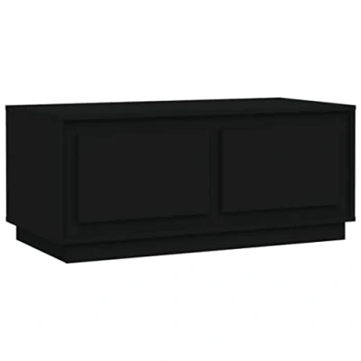 Image of vidaXL Black Coffee Table Modern, Stylish, Rectangular Living Room Furniture with Ample Storage, Made of Durable Engineered Wood 102x50x44cm