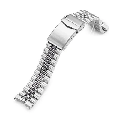 Image of 20 mm metal strap compatible with Seiko SPB143, Super J Louis brushed V clasp, Stainless steel, L