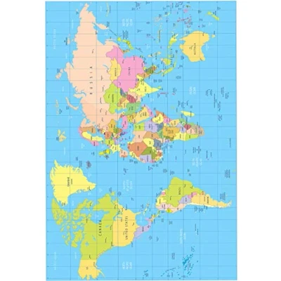 Image of 1 x A4 Printed Map of the World Wallpaper Decor Icing Sheet Edible Cake Topper Decorated Perfect for Large Cakes