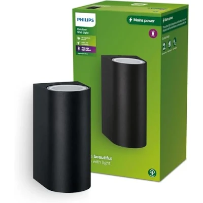 Image of Philips Lighting Nightingale Outdoor Wall Light, Without Bulb, 2X max. 35W, Black, IP44 Weatherproof