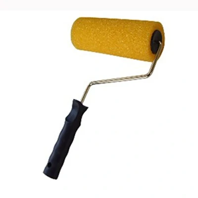 Image of Sponge Paint Roller Sleeve with Handle DIY Painting Tool Yellow