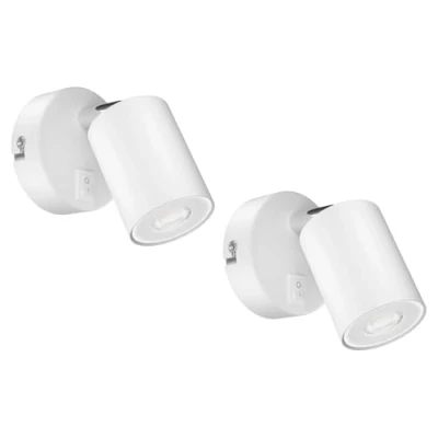 Image of ledscom.de 2 Wall spot WAIKA, Single Flame, with Switch, GU10, White matt, incl. 468lm LED GU10 lamp, Warm
