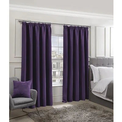 Image of Emma Barclay Cali Pencil Pleat Woven Thermal Blackout Curtains in Amethyst Width 66 x Drop 54&quot; (168 137cm)