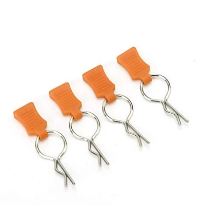 Image of Dilwe RC Body Shell Clip + Mounting Bracket Set, Secure Pin, Aluminum Alloy Accessories Auto Parts Suitable for Traxxas 1/5 1/8(Orange)