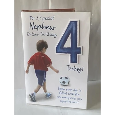 Image of For A Special Nephew On Your Birthday 4 Today! Card Age 4th Four Boy Footballer 3D/Foil Detail(PRELUDE44311)