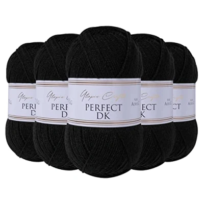 Image of Utopia Crafts DK Double Knitting Yarn, 5X 100g (Black)