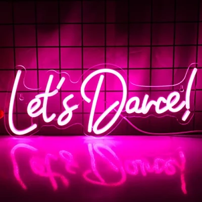 Image of Wanxing Let&#039;s Danced Neon Signs Dance Light Up Sign Pink Led Word Wedding for Dancing Party,Bar Accessories,Valentines&#039; Day,Birthday Party