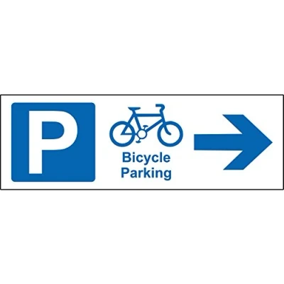 Image of Bicycle parking arrow right Safety sign 1.2mm Rigid plastic 600mm x 200mm