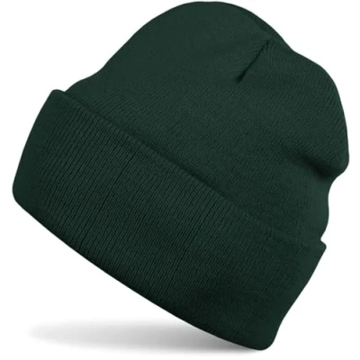 Image of styleBREAKER Unisex Beanie Knitted Hat Solid Color, Fine Knit Double Knitted, Warm Winter 04024029, Colour:Dark Green