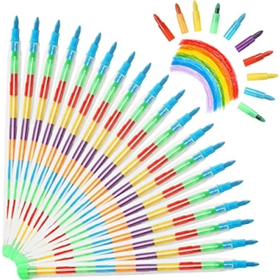 Image of Vicloon Swop Point Crayons, 20PCS Colouring Pencils Rainbow 11 x Stacking Crayons Pencil For Kids, Set Painting Drawing Stationery Supplies Gifts