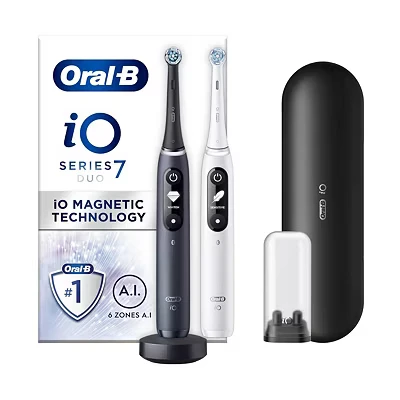 Image of Oral B iO7 Electric Toothbrushes Black &amp; White Duo Pack