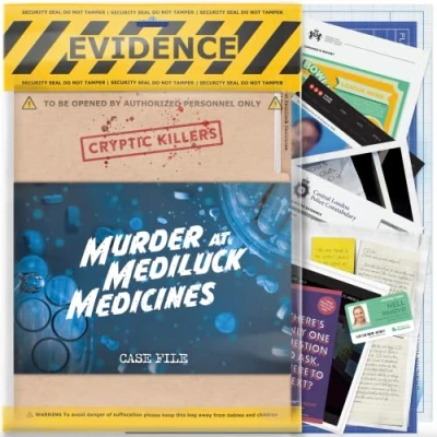 Image of Cryptic Killers Unsolved Murder mystery game Police Case Files Investigation Detective Evidence &amp; Crime File individuals, date nights party games at MediLuck Medicines