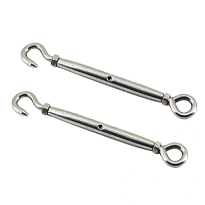 Image of 2Pcs 304 Stainless Steel Turnbuckle Wire Tensioner M8, Medifier Heavy Duty Rope Cable Tension Adjustable Loop Hook