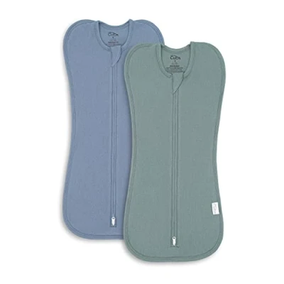 Image of Comfy Cubs Swaddle Blanket Baby Girl Boy Easy Zipper Wrap 2 Pack Newborn Infant Sleep Sack (Large 3 6 Months, Nomadic Blue, Azul)
