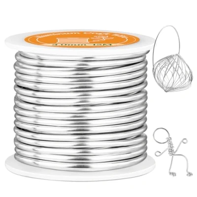 Image of VynyQoo 3mm Aluminum Crafting Wire, 12M Silver Bendable Flexible Wire for Crafts, Craft DIY Sculpting, Floral Arrangements, Sculpture Frames, Modeling &amp; Art Projects