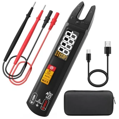 Image of BSIDE U1 Mini Digital Multimeter Open Jaw Clamp Meter AC DC Large Colour LCD Smart Multifunction Tester for Voltage Current Resistance Continuity, Capacitance Hz NCV Live Wire Rechargeable