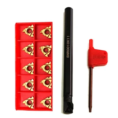 Image of Maizoon CNC Internal Lathe Threading Boring Bar Holder + 10Pcs 11IR A60 Inserts T8 Wrench Turning Tool Stainless Steel High Grip, Impact Resistance and Strong Tools DZ05
