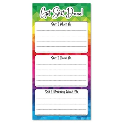 Image of PartiKraft Get Sh*t Done! Sweary To Do List Notepad 50 Sheet DL Note Pad (1 x Notepad)