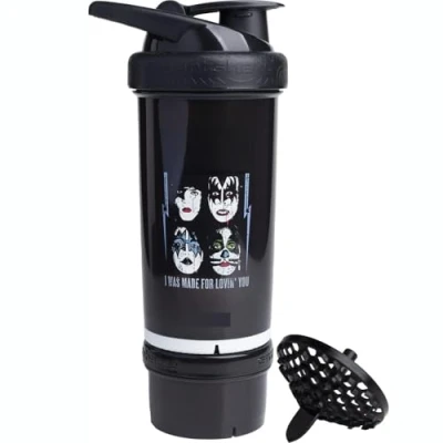 Image of Smartshake Revive KISS Protein Shaker Bottle with Storage 750ml Shake Bottles Merchandise Gift Cup, Guitar Gifts for Men, Rock Band Collection