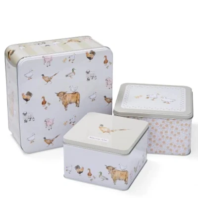 Image of Cook Smart England Set of 3 Cake Storage Tins British Designed Nesting for Cakes &amp; Biscuits Tin/Biscuit Tin Available as Square or Round