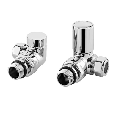 Image of Corner Minimalist Round Radiator Valves, Sold in Pairs Chrome