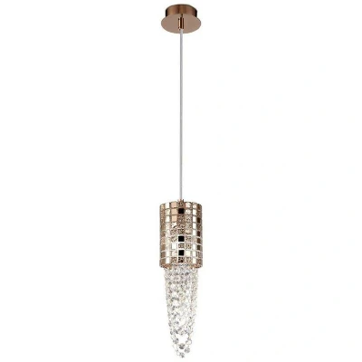 Image of Camden Ceiling Pendant 1 Light G9 Rose Gold, Mosaic Glass, Crystal