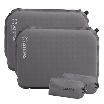 Image of ATEPA Inflatable seat cushions, Lightweight Self Inflating Memory Foam camping pillow Waterproof outdoor Portable Sit Mat for Fishing Boating Flying or at Concerts Beach Lawn Office