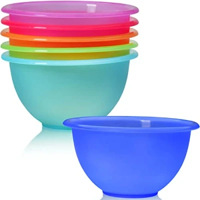 Image of idea station Neo Plastic Bowls 6 Pieces 13 cm / 350 ml Reusable Cereal Bowl Set Perfect for Kids, Baking, Cooking, Cereals, Salads, Snacks, Fingerfood Camping in Bright Colours