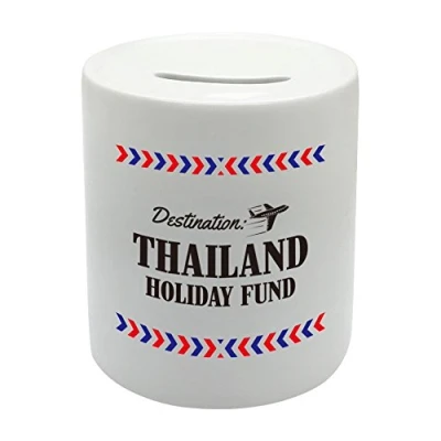Image of BS021 THAILAND HOLIDAY FUND Novelty Gift Printed Ceramic Piggy Bank Money Saving Box