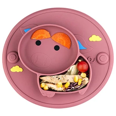 Image of Baby Plate Silicone Suction Toddler Plates, Divided Dishes for Kids Self Feeding, Microwave &amp; Dishwasher Safe