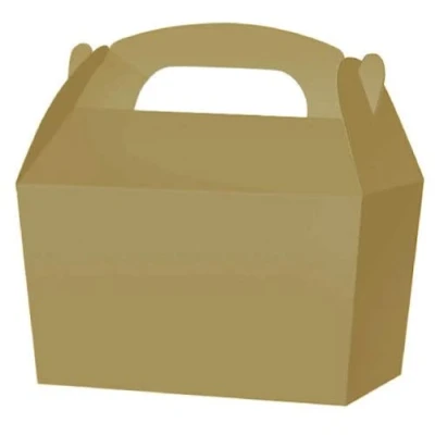 Image of COLOURED SNACK Boxes PACK OF 10 Children/Kids Party Carry Food Meal Fun Picnic Birthday Wedding Favour / Baby Shower Box Loot Bag (Gold)