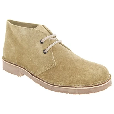 Image of &#039;Roamers&#039; Fashion Round Toe Suede Leather Lace Up Desert Boots Camel Real Suede, Mens UK 8 / EU 42