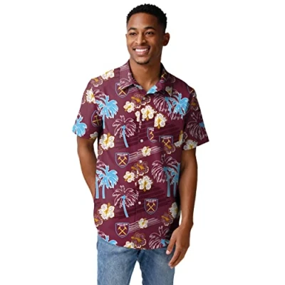 Image of FOCO Officially Licensed Islander Tropical Football Shirt (as8, Alpha, s, Regular, West Ham United FC)