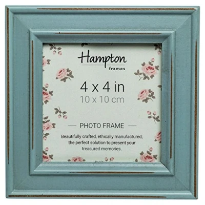 Image of Hampton Frames PALOMA Distressed Square Picture Photo Frame Blue 4x4 (10x10cm) PAL301944B