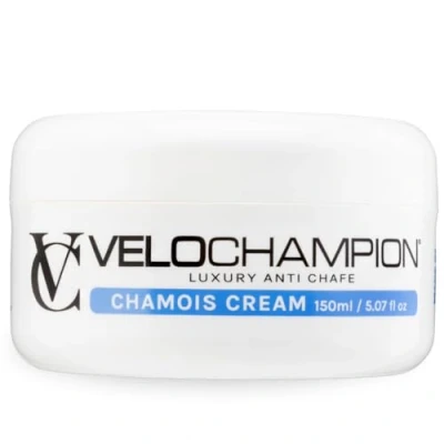 Image of VeloChampion Luxury Chamois Cream for Cyclists and Runners Vegan Anti Chafing Men Women Reduces Saddle Sores Friction (150ml / 5.07fl oz)