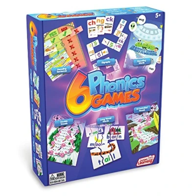 Image of Junior Learning 6 Phonics Games Literacy Educational Board Game 1 4 Players Ages 5, Year 2, Key Stage