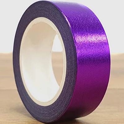 Image of Washi Tape Glitter Decorative Craft Paper Masking Sticky Planner Roll Scrapbook (Purple Foil)