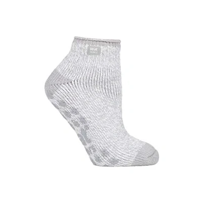 Image of HEAT HOLDERS Ladies 2.3 tog thermal low cut non slip ankle slipper socks in 4 colours size 8 uk (4 UK, Light Grey Cream)
