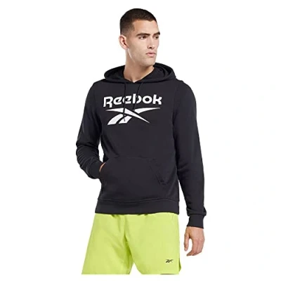 Image of Reebok Men&#039;s Identity French Terry Vector Pullover Long Sleeve Graphic Sweatshirt, Black, M